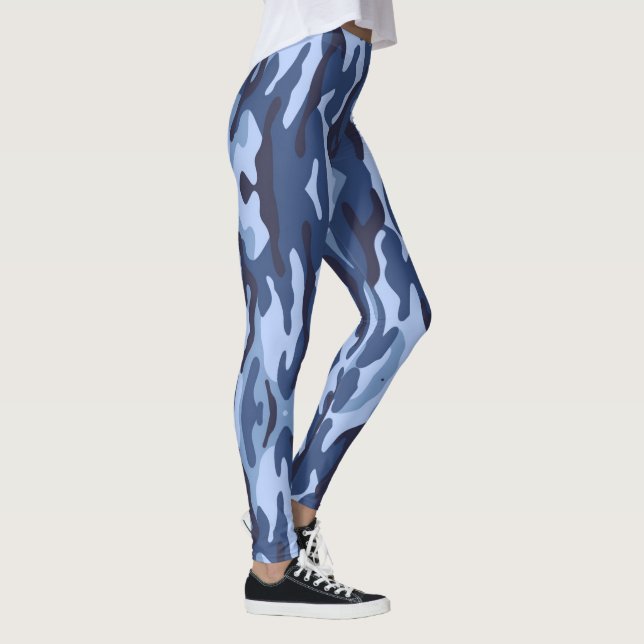 Leggings listradas de azul padrão militar (Direita)