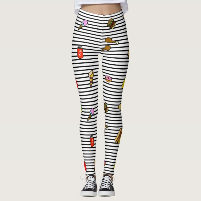 Leggings Listradas de Comida Rápida (Frente)
