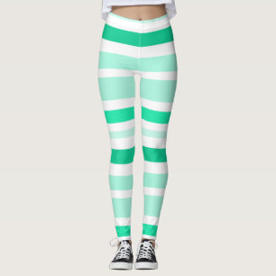 Leggings Listradas de Verde-Azul e Branco