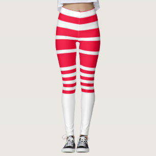 Leggings Listradas de Vermelho e Branco Calções