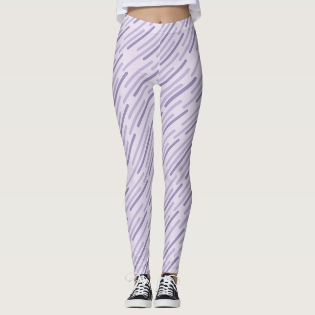 Leggings listradas diagonais roxas (Frente)