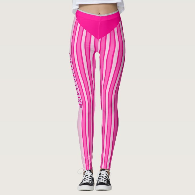 Leggings Listradas Rosa e Fúcsia com Texto Persona (Frente)