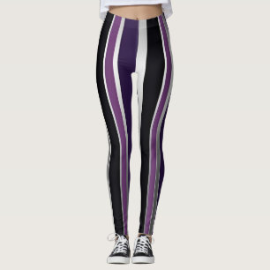 Leggings Listradas Roxas e Pretas