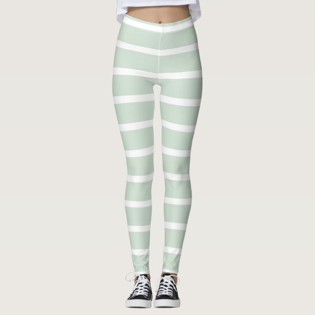 Leggings Listradas Verdes e Brancas (Frente)
