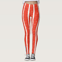 Leggings Listradas Vermelhas e Brancas com Estrela