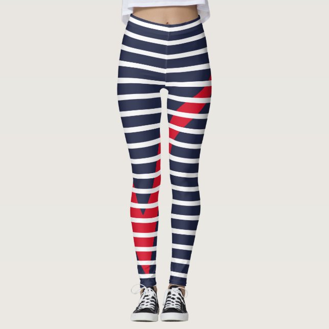 Leggings Listras Brancas Marcas Vermelhas (Frente)