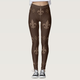 Leggings Luxuriosas Fleur de Lis Brown