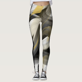 Leggings Malhação Abstrato Art Preto Branco Dourad