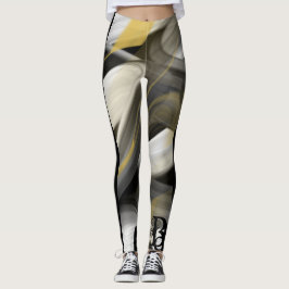 Leggings Malhação Abstrato Art Preto Branco Dourad