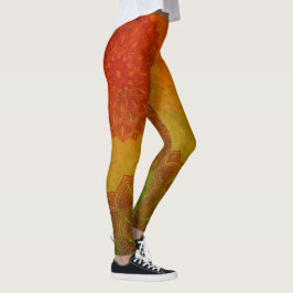 Leggings Mandala Verde Salvia e Vermelho Enferruja