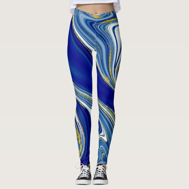 Leggings Marbelizadas Azuis (Frente)