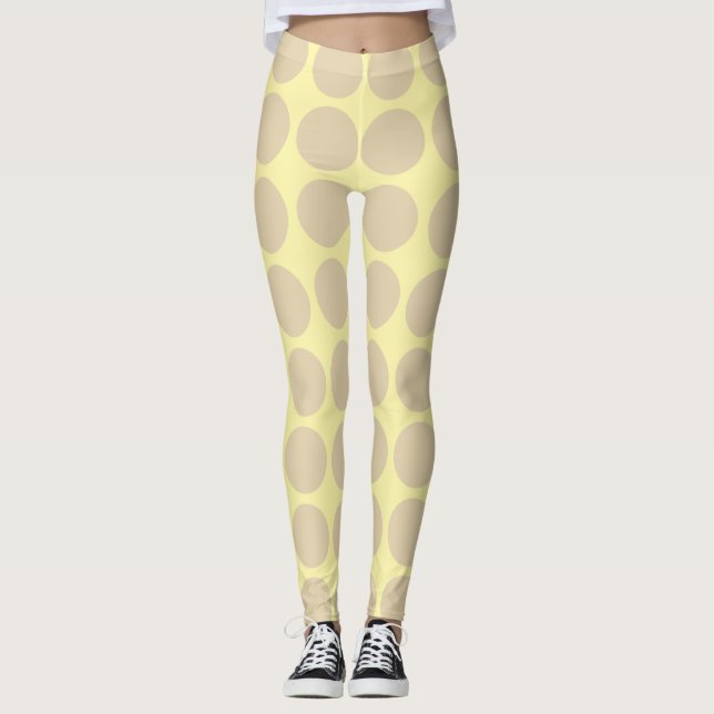 Leggings Marfim Creme Neutro com Pontos (Frente)