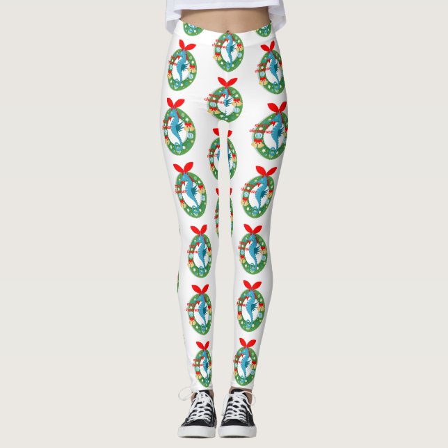 leggings marinhas de natal alegres (Frente)