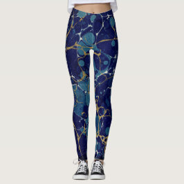 Leggings Marmoreadas com Pedra Azul