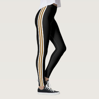 Leggings Marrom Branco com Faixa Lateral Preta You
