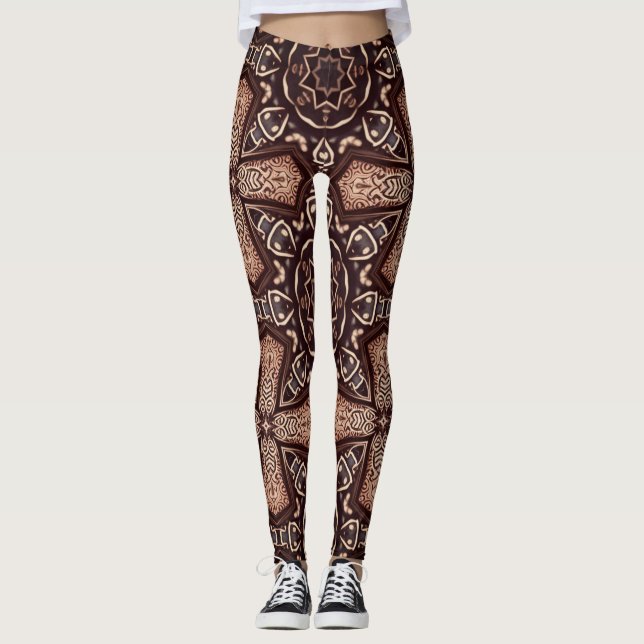 leggings marrons de arte geométrica (Frente)