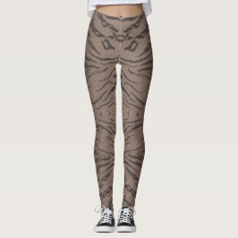 Leggings marrons sem costura com estampa de tigre