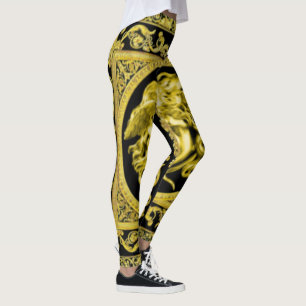 Leggings Medusa Dourada com Arabescos