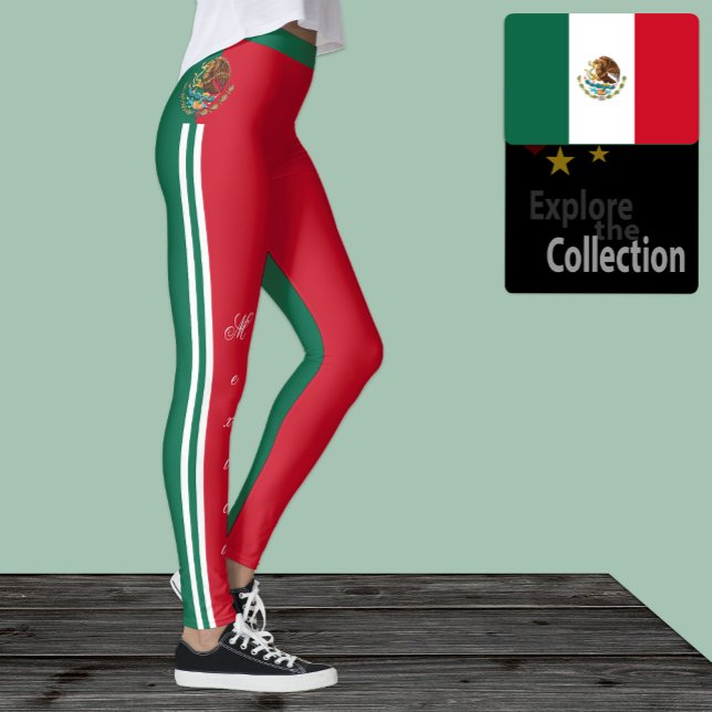 Leggings mexicanas de moda, bandeira mexicana/espo (Criador carregado)
