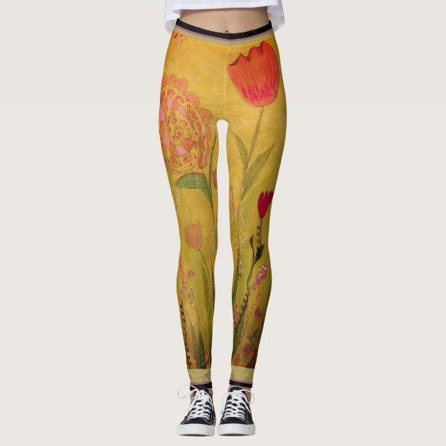 Leggings - Mixed Media Flowers (Frente)