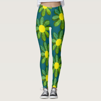 Leggings Mod flor amarelo e verde