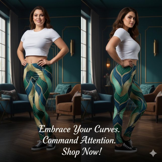 Leggings Modern Luxo Ondas Gradiente (Modern Luxe Gradient Waves Leggings)