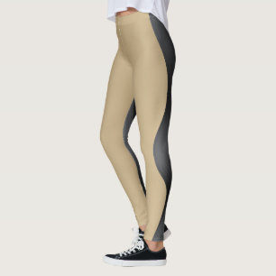 Leggings Modernas Abstratas Bege e Preto Mulher