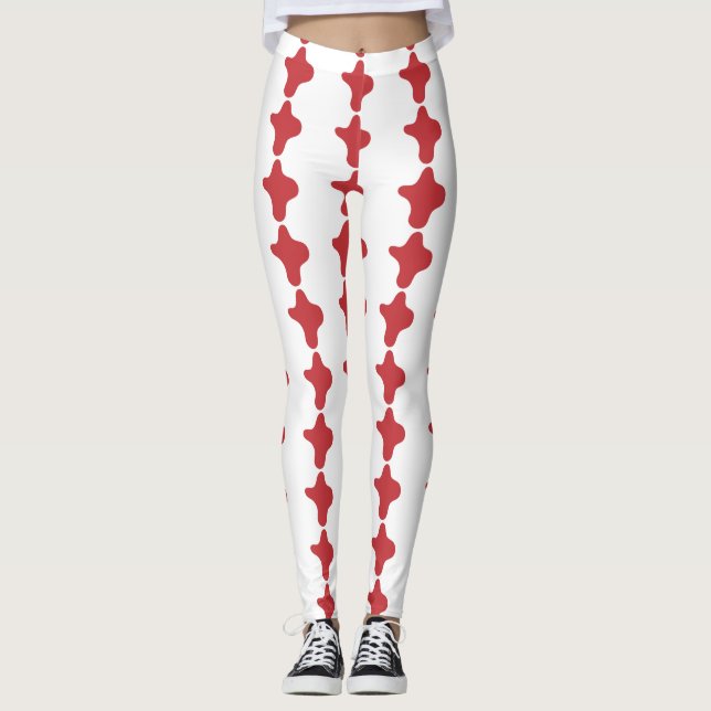 Leggings modernas com padrão vermelho personalizad (Frente)
