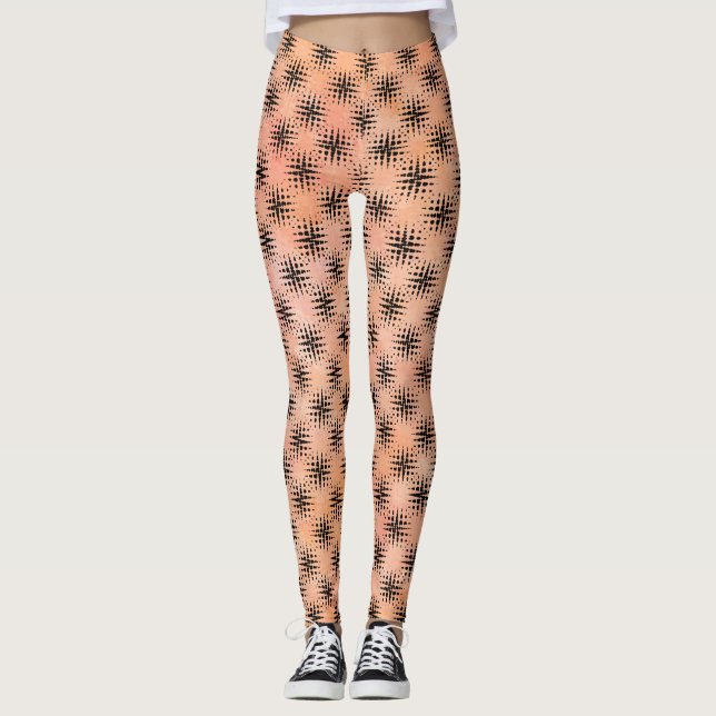 Leggings Modernas Laranja e Preta (Frente)
