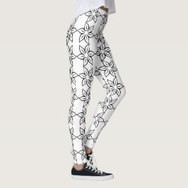 Leggings Modernas Preto e Branco com Padrão Floral