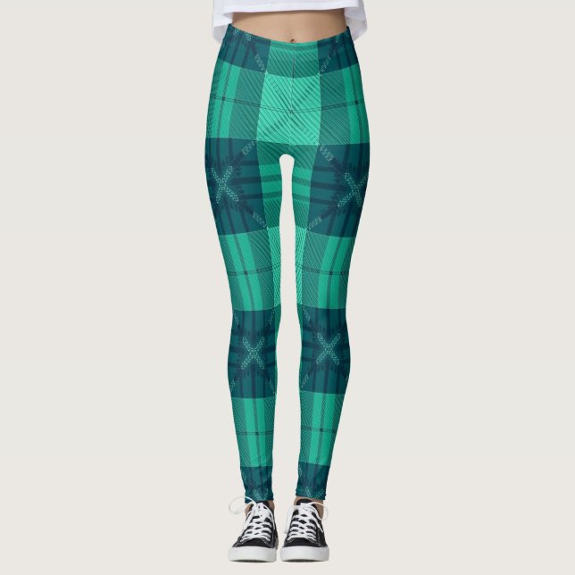 Leggings Modernas Xadrez Verde (Frente)