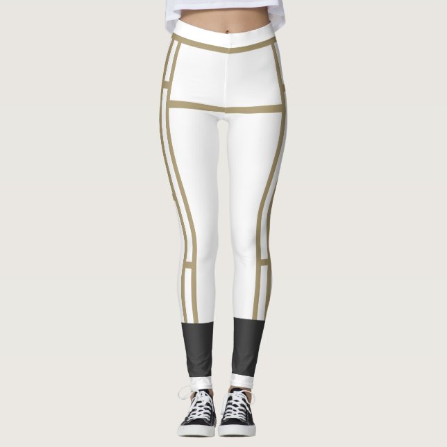 Leggings Mondrian Inspira bege branco 2 (Frente)