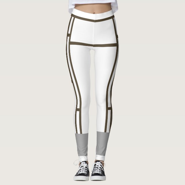 Leggings Mondrian Inspirou Castanho Branco 1 (Frente)