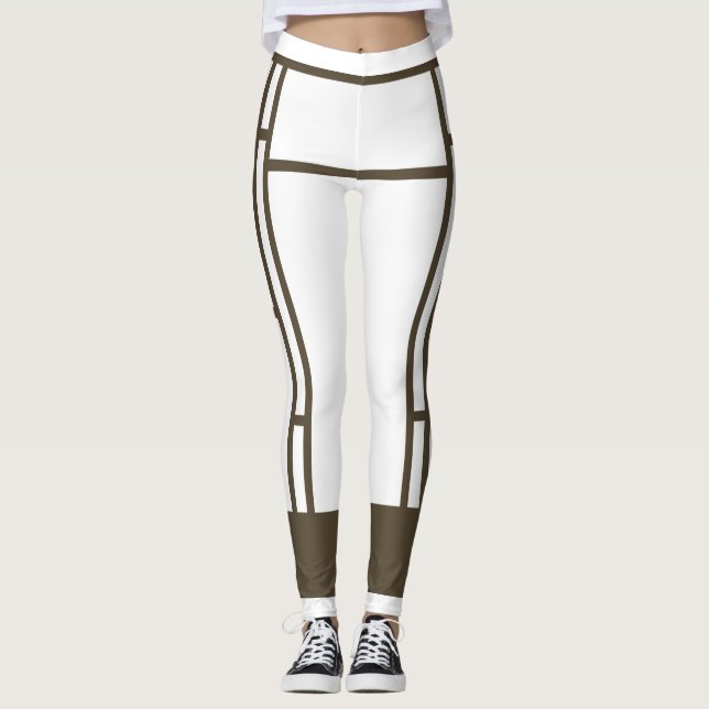 Leggings Mondrian Inspirou Castanho Branco 4 (Frente)