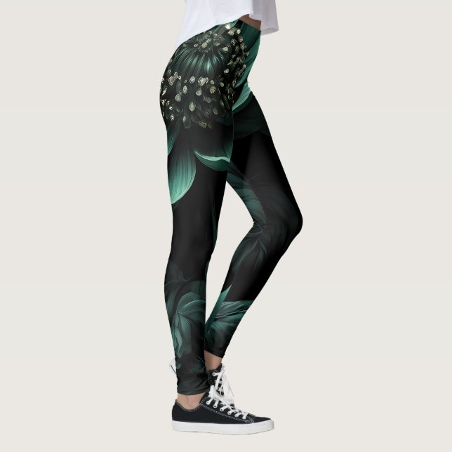 Leggings Moody de Flor Verde Escuro (Direita)