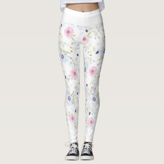 Leggings motif floral noir et blanc