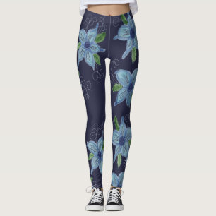 Leggings nas estrelas coloridas do Denim azul flor