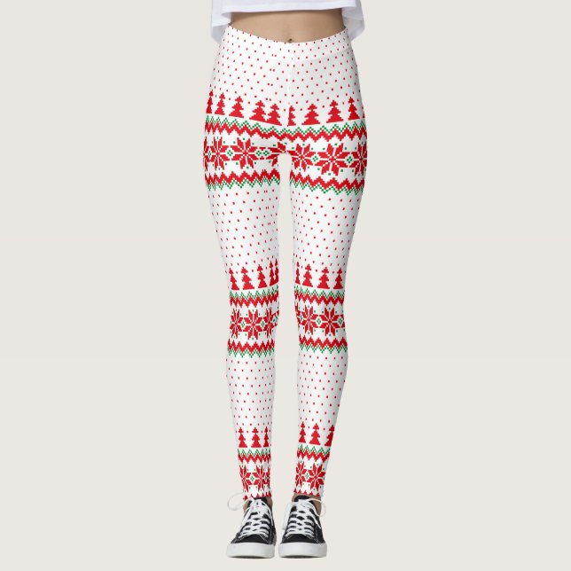 Leggings Natal Padrão de Natal, Roupas de Natal (Frente)