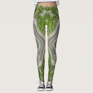 Leggings ~Natal prateado verde