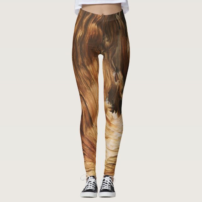 leggings naturais de textura de madeira (Frente)