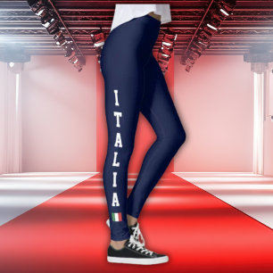 Leggings Navy com Itália Vertical e Bandeira da It