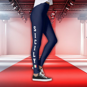Leggings Navy com Sicília Vertical e Bandeira Ital
