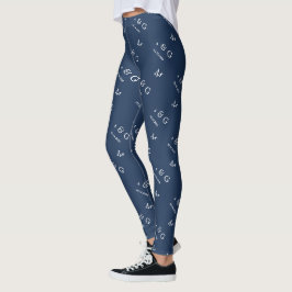 Leggings Navy Elegantes com Padrão de Data e Monog