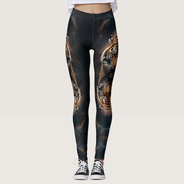 Leggings nebulosas de tigres místicos (Frente)