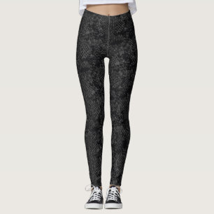 Leggings Negra Elegante Python Snakeskin