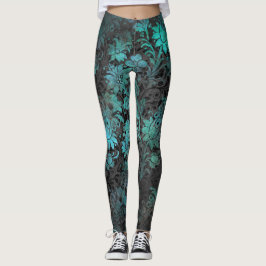 Leggings Negras Vintage Victorian Aqua Teal