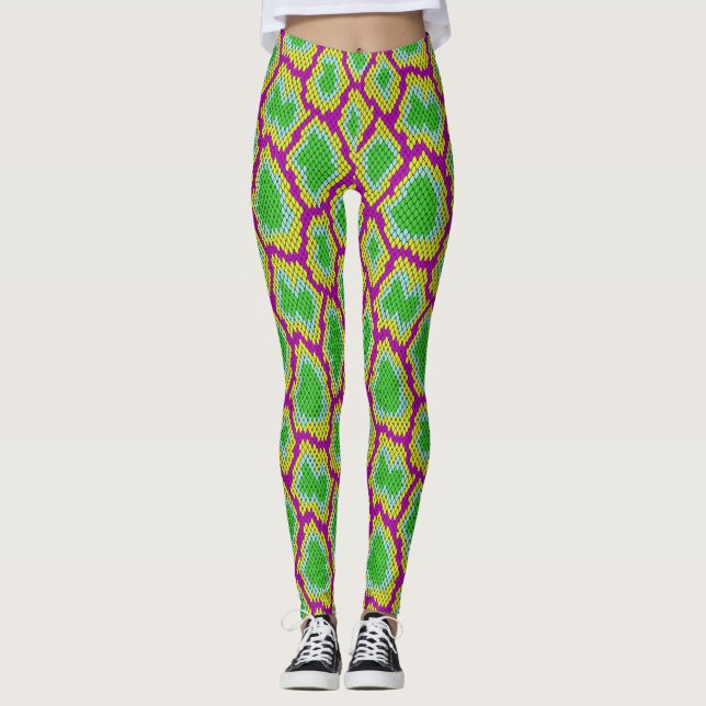 Leggings Neon Reptile Impressão (Frente)