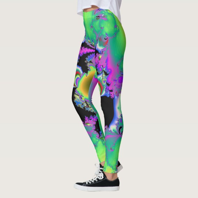 Leggings no estilo de abstrato fractal. Cores louc (Esquerda)