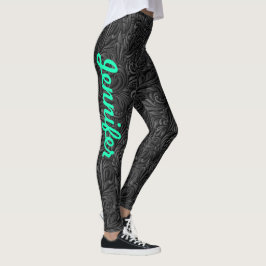 Leggings O SEU NOME Black Paisley Exercise Pants