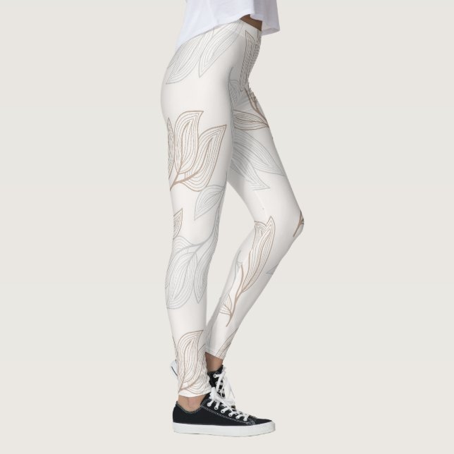 Leggings orgânicas de Design de folha Abstrato (Direita)